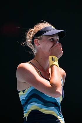Dayana Yastremska (UKR) celebrates winning her fourth round match Australian Open, Day Nine, Tennis, Melbourne Park, Melbourne, Australia - 22 Jan 2024  Copyright: xJamesxGourley Shutterstockx 14306291an