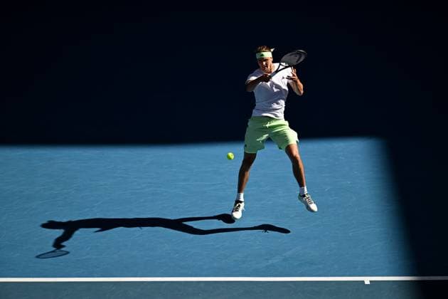 TENNIS AUSTRALIAN OPEN, Alexander Zverev of Germany in action during his 4th round match against Cameron Norrie of United Kingdom on Day 9 of the 2024 Australian Open at Melbourne Park in Melbourne, Monday, January 22, 2024. ( NO ARCHIVING, EDITORIAL USE ONLY, NO USE IN BOOKS WITHOUT CONSENT MELBOURNE VICTORIA AUSTRALIA  Copyright: xLUKASxCOCHx 20240122001892159251