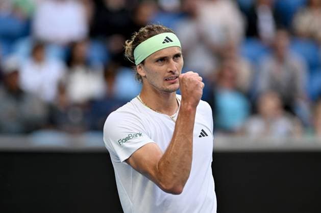 TENNIS AUSTRALIAN OPEN, Alexander Zverev of Germany reacts during his 4th round match against Cameron Norrie of United Kingdom on Day 9 of the 2024 Australian Open at Melbourne Park in Melbourne, Monday, January 22, 2024. ( NO ARCHIVING, EDITORIAL USE ONLY, NO USE IN BOOKS WITHOUT CONSENT MELBOURNE VICTORIA AUSTRALIA  Copyright: xLUKASxCOCHx 20240122001892179199
