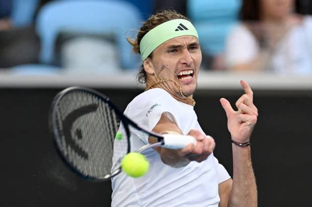 TENNIS AUSTRALIAN OPEN, Alexander Zverev of Germany in action during his 4th round match against Cameron Norrie of United Kingdom on Day 9 of the 2024 Australian Open at Melbourne Park in Melbourne, Monday, January 22, 2024. ( NO ARCHIVING, EDITORIAL USE ONLY, NO USE IN BOOKS WITHOUT CONSENT MELBOURNE VICTORIA AUSTRALIA  Copyright: xLUKASxCOCHx 20240122001892179248