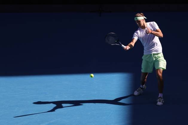 Alexander Zverev, GER, during fourth round of 2024 Australian Open in Melbourne, 22 01 2023; -
