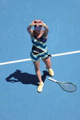 Dayana Yastremska, UKR, during fourth round of 2024 Australian Open in Melbourne, 22 01 2023; -