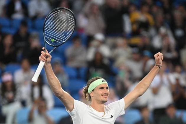 TENNIS AUSTRALIAN OPEN, Alexander Zverev of Germany celebrates his 4th round win against Cameron Norrie of United Kingdom on Day 9 of the 2024 Australian Open at Melbourne Park in Melbourne, Monday, January 22, 2024. ( NO ARCHIVING, EDITORIAL USE ONLY, NO USE IN BOOKS WITHOUT CONSENT MELBOURNE VICTORIA AUSTRALIA  Copyright: xLUKASxCOCHx 20240122001892201760