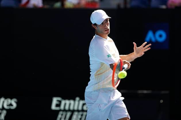 January 22, 2024, Melbourne, Victoria, Australia: Nuno Borges (POR) in action during their round four singles match against Daniil Medvedev on day 9 of the 2024 Australian Open at Melbourne Park on January 22, 2024 in Melbourne, Australia. Melbourne Australia - ZUMAl131 20240122_zsp_l131_032 Copyright: xCiroxDexLucax