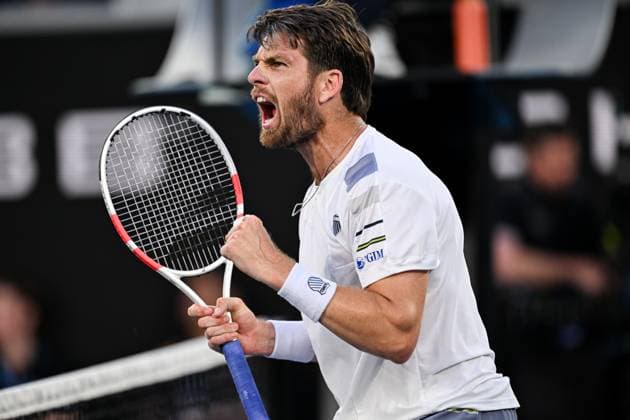 Cameron Norrie (GBR) celebrates during his fourth round match Australian Open, Day Nine, Tennis, Melbourne Park, Melbourne, Australia - 22 Jan 2024  Copyright: xJamesxGourley Shutterstockx 14306291jm