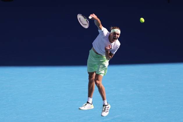 Alexander Zverev, GER, during fourth round of 2024 Australian Open in Melbourne, 22 01 2023; -