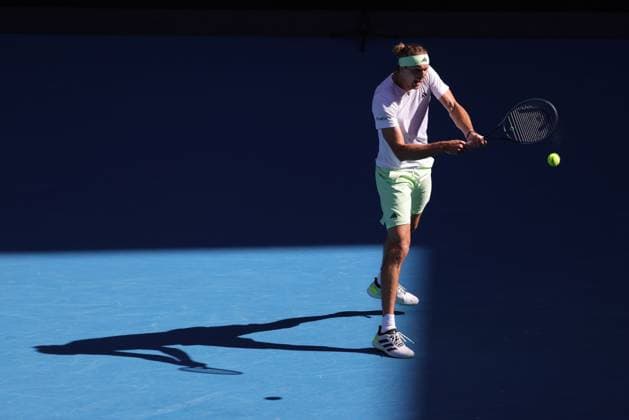 Alexander Zverev, GER, during fourth round of 2024 Australian Open in Melbourne, 22 01 2023; -