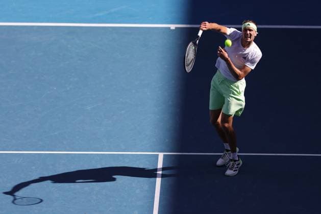 Alexander Zverev, GER, during fourth round of 2024 Australian Open in Melbourne, 22 01 2023; -
