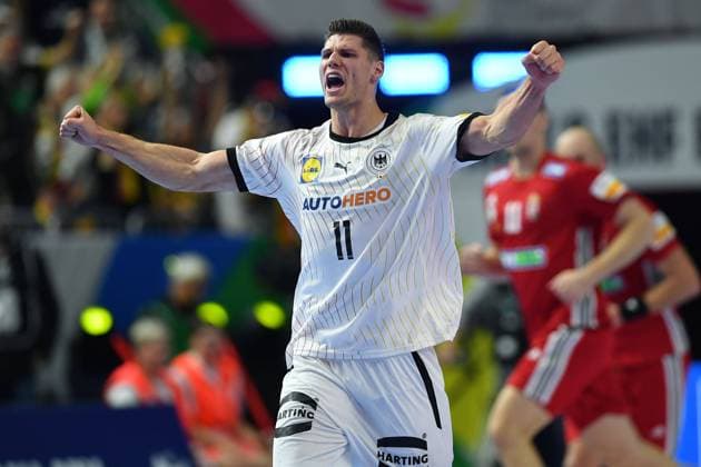 Men s EHF EURO 2024 Deutschland - Ungarn am 22.01.2024 in der Lanxess Arena in Köln Sebastian Heymann ( Deutschland ) jubelt