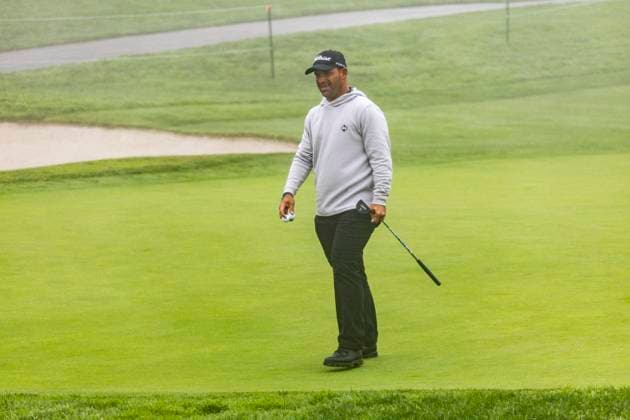 LA JOLLA, CA - JANUARY 22: Rafael Campos walk the South Course and take putts on the greens on the first practice day before this week™s PGA, Golf Herren Tour Farmer™s Insurance Open, at Torrey Pines Golf Course, Monday, January 22, 2024, in La Jolla, California. (Photo by Tony Ding Icon Sportswire) GOLF: JAN 22 PGA Farmers Insurance Open EDITORIAL USE ONLY Icon46520240122007