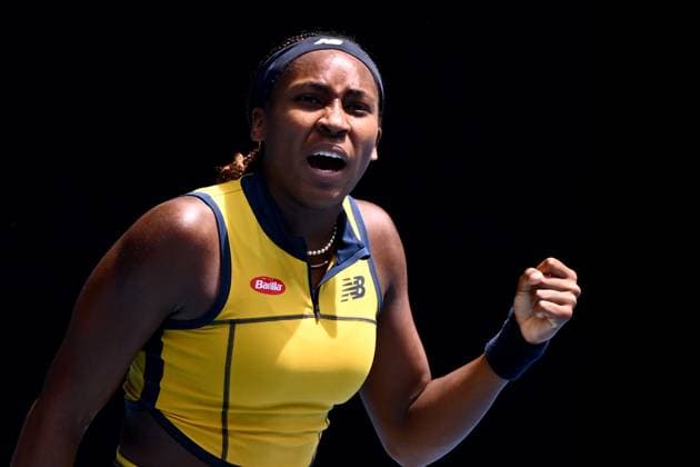 TENNIS AUSTRALIAN OPEN, Coco Gauff of USA reacts during her quarter final match against Marta Kostyuk of Ukraine on Day 10 of the 2024 Australian Open at Melbourne Park in Melbourne, Tuesday, January 23, 2024. ( NO ARCHIVING, EDITORIAL USE ONLY, NO USE IN BOOKS WITHOUT CONSENT MELBOURNE VICTORIA AUSTRALIA  Copyright: xJOELxCARRETTx 20240123001892491413