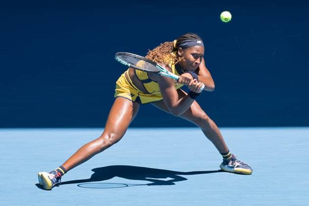 January 23, 2024: 4th seed COCO GAUFF of the USA in action against MARTA KOSTYUK of Ukraine on Rod Laver Arena in a Women s Singles Quarterfinals match on day 10 of the 2024 Australian Open in Melbourne, Australia. Cal Media USA - ZUMAc04_ 20240123_faf_c04_033 Copyright: xSydneyxLowx