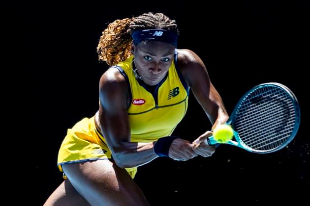 Bilder des Jahres 2024, Sport 01 Januar Sport Themen der Woche KW04 MELBOURNE, VIC - JANUARY 23: Coco Gauff of the United States of America in action during the Quarterfinals of the 2024 Australian Open on January 23 2024, at Melbourne Park in Melbourne, Australia. (Photo by Jason Heidrich Icon Sportswire) TENNIS: JAN 23 Australian Open EDITORIAL USE ONLY Icon240123017