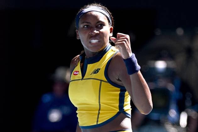 TENNIS AUSTRALIAN OPEN, Coco Gauff of USA reacts during her quarter final match against Marta Kostyuk of Ukraine on Day 10 of the 2024 Australian Open at Melbourne Park in Melbourne, Tuesday, January 23, 2024. ( NO ARCHIVING, EDITORIAL USE ONLY, NO USE IN BOOKS WITHOUT CONSENT MELBOURNE VICTORIA AUSTRALIA  Copyright: xJOELxCARRETTx 20240123001892513116