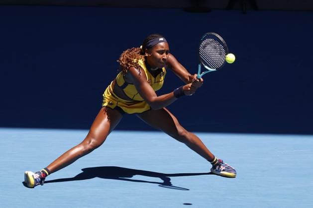 International Tennis match - Australian Open Coco Gauff (USA) in action during their Quarterfinals singles match against Marta Kostyuk (UKR) during Australian Open, International Tennis match in Melbourne, Australia, January 23 2024 Melbourne Australia  Copyright: xIPAxSport ABACAx