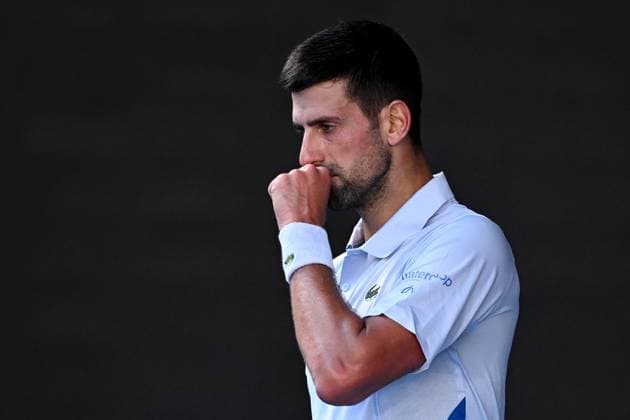 TENNIS AUSTRALIAN OPEN, Novak Djokovic of Serbia during his quarter final match against Taylor Fritz of the USA on Day 10 of the 2024 Australian Open at Melbourne Park in Melbourne, Tuesday, January 23, 2024. ( NO ARCHIVING, EDITORIAL USE ONLY, NO USE IN BOOKS WITHOUT CONSENT MELBOURNE VICTORIA AUSTRALIA  Copyright: xJOELxCARRETTx 20240123001892547296