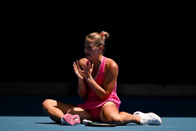 Marta Kostyuk (UKR) reacts during her Quarter Final match Australian Open, Day Ten, Tennis, Melbourne Park, Melbourne, Australia - 23 Jan 2024  Copyright: xJamesxGourley Shutterstockx 14312084dc