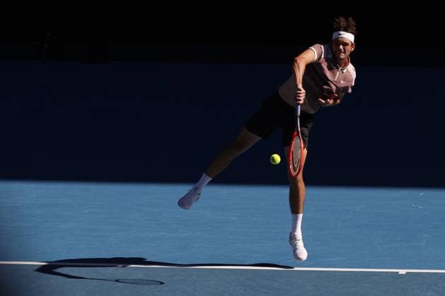 Tayor Fritz (USA) in action during their quarterfinals match against Novak Djokovic (SRB) during Australian Open, International Tennis match in Melbourne, Australia, January 23 2024  Copyright: xAgnxFoto IPAxSportx xipa-agency.x xx IPA_42889901 IPA_Agency_IPA42889901