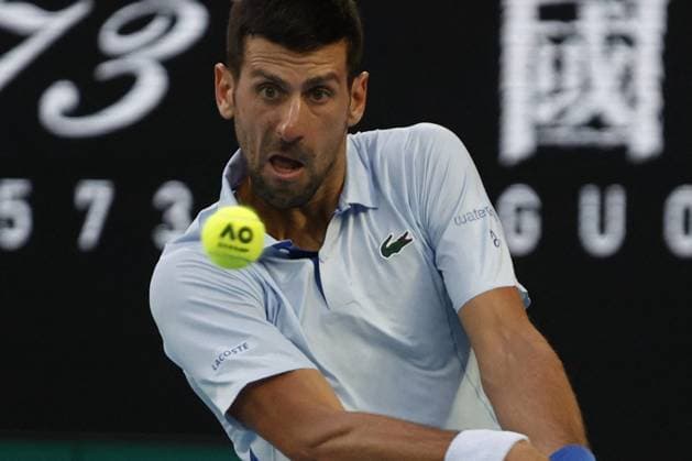 International Tennis match - Australian Open Novak Djokovic (SRB) in action during their quarterfinals match against Tayor Fritz (USA) during Australian Open, International Tennis match in Melbourne, Australia, January 23 2024 Melbourne Australia  Copyright: xIPAxSport ABACAx