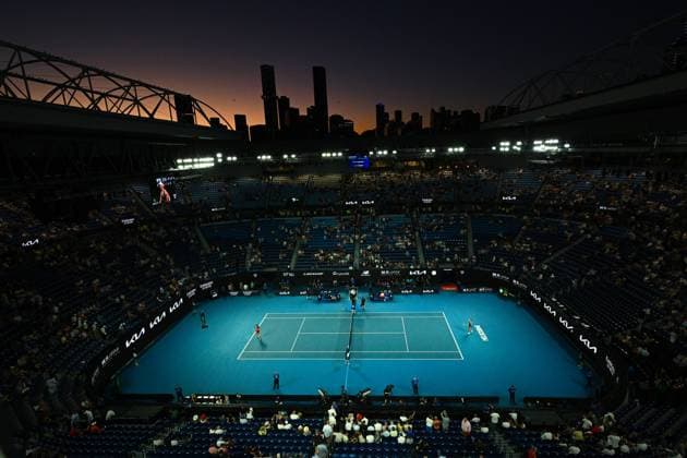TENNIS AUSTRALIAN OPEN, A general view of Rod Laver Arena during the quarter final match between Barbora Krejcikova of the Czech Republic and Aryna Sabelenka of Belarus on Day 10 of the 2024 Australian Open at Melbourne Park in Melbourne, Tuesday, January 23, 2024. ( NO ARCHIVING, EDITORIAL USE ONLY, NO USE IN BOOKS WITHOUT CONSENT MELBOURNE VICTORIA AUSTRALIA  Copyright: xJOELxCARRETTx 20240123001892576346