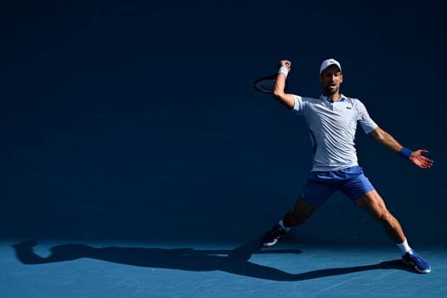 Novak Djokovic (SRB) reacts during his Quarter Final match Australian Open, Day Ten, Tennis, Melbourne Park, Melbourne, Australia - 23 Jan 2024  Copyright: xJamesxGourley Shutterstockx 14312084dx