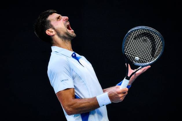 Novak Djokovic (SRB) reacts during his quarter-final match Australian Open, Day Ten, Tennis, Melbourne Park, Melbourne, Australia - 23 Jan 2024  Copyright: xJamesxGourley Shutterstockx 14312084fq