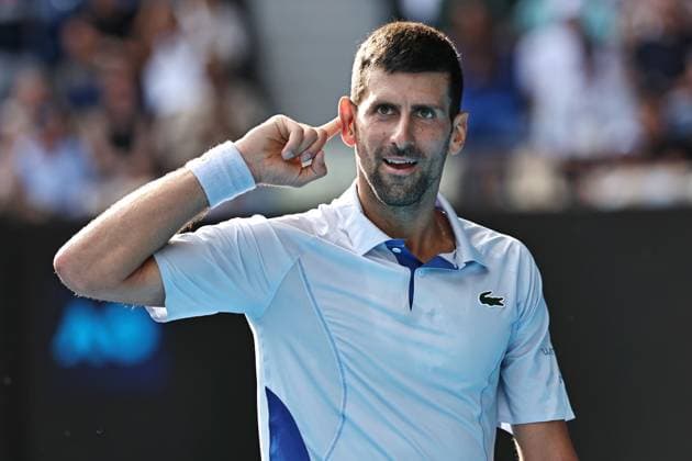 Sport Bilder des Tages Novak Djokovic, SRB, during quarter-finals of 2024 Australian Open in Melbourne, 23 01 2023; -
