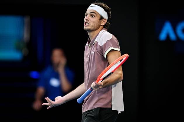 Taylor Fritz of USA during his quarter-final match Australian Open, Day Ten, Tennis, Melbourne Park, Melbourne, Australia - 23 Jan 2024  Copyright: xJamesxGourley Shutterstockx 14312084gx