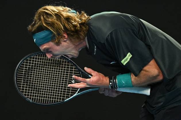 Australian Open - Melbourne Andrey Rublev (RUS) during his quarter final round match at the 2024 Australian Open at Melbourne Park in Melbourne, AUSTRALIA, on January 23, 2024. Photo by Corinne Dubreuil ABACAPRESS.COM Melbourne Australia  Copyright: xDubreuilxCorinne ABACAx