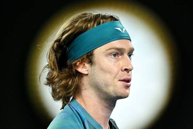 Andrey Rublev during his quarter-final match Australian Open, Day Ten, Tennis, Melbourne Park, Melbourne, Australia - 23 Jan 2024  Copyright: xJamesxGourley Shutterstockx 14312084jf