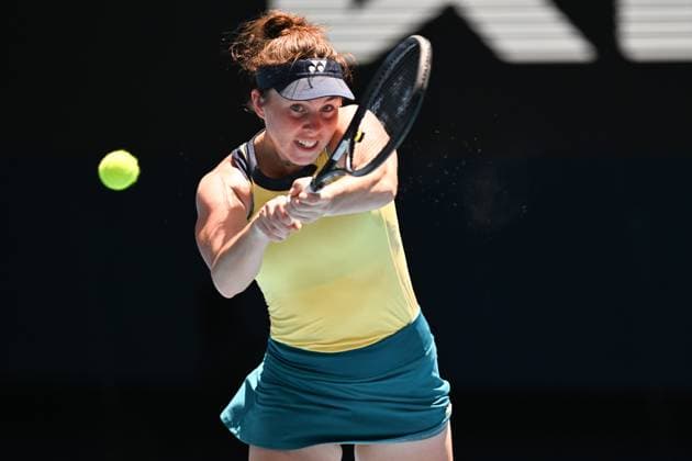Linda Noskova (CZE) during her Quarter Final match Australian Open, Day Eleven, Tennis, Melbourne Park, Melbourne, Australia - 24 Jan 2024  Copyright: xJamesxGourley Shutterstockx 14312088ba