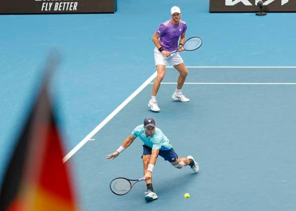 Yannick Hanfmann Dominik Koepfer, Herren Doppel, Australian Open 2024, Melbourne Park, Melbourne, Victoria, Australia. Copyright: xJuergenxHasenkopfx