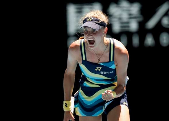 Dayana Yastremska jubelt nach dem Sieg, Jubel, Freude, Emotion, Australian Open 2024, Melbourne Park, Melbourne, Victoria, Australia. Copyright: xJuergenxHasenkopfx