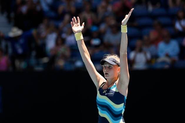 Dayana Yastremska jubelt nach dem Sieg, Jubel, Freude, Emotion, Australian Open 2024, Melbourne Park, Melbourne, Victoria, Australia. Copyright: xJuergenxHasenkopfx