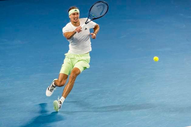 MELBOURNE, VIC - JANUARY 24: Alexander Zverev of Germany in action during the Quarterfinals of the 2024 Australian Open on January 24 2024, at Melbourne Park in Melbourne, Australia. (Photo by Jason Heidrich Icon Sportswire) TENNIS: JAN 24 Australian Open EDITORIAL USE ONLY Icon240124245