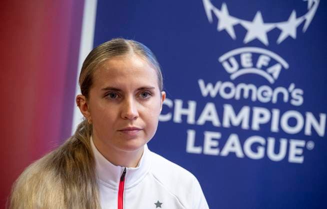 MALMÖ 2024-01-24 Mittfältare Ria Öling vid onsdagens presskonferens med FC Rosengard inför morgondagens Champions League match mot SL Benfica. MALMÖ SVERIGE x50090x