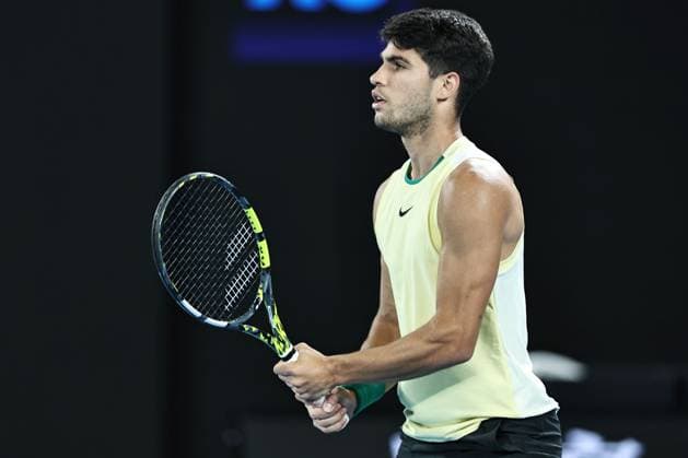 Carlos Alcaraz, ESP, during quarter-finals of 2024 Australian Open in Melbourne, 24 01 2023; -