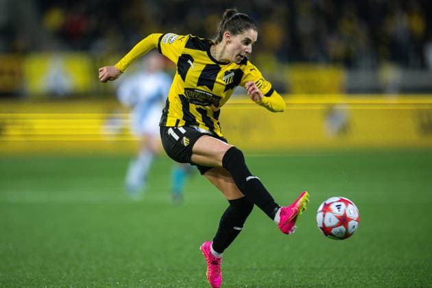 240124 Clarissa Larisey of Häcken during the UEFA Women s Champions League football match between Häcken and Paris FC on January 24, 2024 in Gothenburg. Photo: Mathias Bergeld BILDBYRAN kod MB MB0841 fotboll football soccer fotball champions league häcken paris fc dam bbeng women kvinner womens champions league bbauto Copyright: MATHIASxBERGELD BB240124MB060
