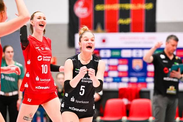 1. Volleyball Bundesliga Frauen, Dresdner SC vs. VC Neuwied, Dresden, 24.01.2024 Lotte Goertz (Dresdner SC, 5) 1. Volleyball Bundesliga Frauen, Dresdner SC vs. VC Neuwied am 24.01.2024 in der Margon Arena Dresden Copyright: xBEAUTIFULxSPORTS Hoepnerx