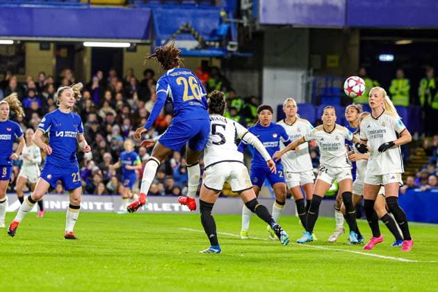 Chelsea Women v Real Madrid Women UEFA Women s Champions League 24 01 2024. Group D Kadeisha Buchanan (26) of Chelsea heads towards goal during the UEFA Women s Champions League match between Chelsea Women and Real Madrid Women at Stamford Bridge, London, England on 24 January 2024. Editorial use only , Copyright: xNigelxKeenex PSI-18880-0011