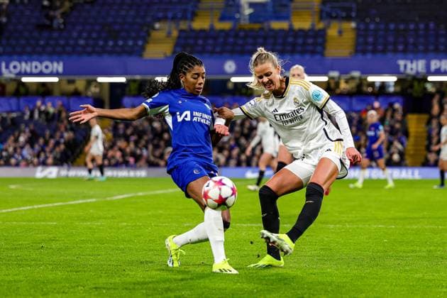 Chelsea Women v Real Madrid Women UEFA Women s Champions League 24 01 2024. Group D Ashley Lawrence of Chelsea during the UEFA Women s Champions League match between Chelsea Women and Real Madrid Women at Stamford Bridge, London, England on 24 January 2024. Editorial use only , Copyright: xNigelxKeenex PSI-18880-0014