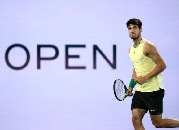 Carlos Alcaraz of Spain looks on Australian Open, Day Eleven, Tennis, Melbourne Park, Melbourne, Australia - 24 Jan 2024  Copyright: xJamesxGourley Shutterstockx 14312088fw