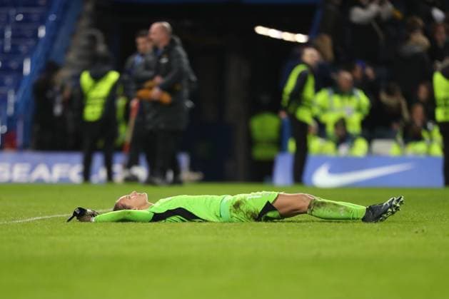 24th January 2024; Stamford Bridge, Chelsea, London, England: UEFA Womens Champions League Football, Chelsea versus Real Madrid Femenino; A dejected goalkeeper Mylene Chavas of Real Madrid after the final whistle.  ActionPlus12601528 KatiexChan
