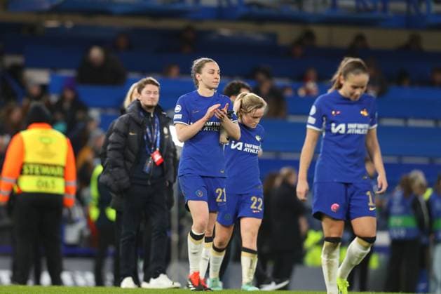 24th January 2024; Stamford Bridge, Chelsea, London, England: UEFA Womens Champions League Football, Chelsea versus Real Madrid Femenino; Niamh Charles of Chelsea applauds the fans after the match.  ActionPlus12601536 KatiexChan