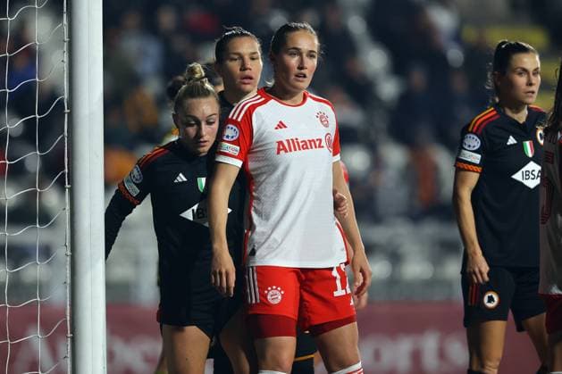 UEFA WOMEN™S CHAMPIONS LEAGUE 2023-2024 - GROUP C - AS ROMA vs FC BAYERN MUNCHEN Rome, Italy 24.01.2024: Sydney Lohmann of Bayern in action during the UEFA Women s Champions League 2023-2024 football match, group stage C, between AS Roma vs FC Bayern Munchen at Tre fontane stadium in Rome. Rome tre fontane italy Copyright: xmarcoxiacobucci