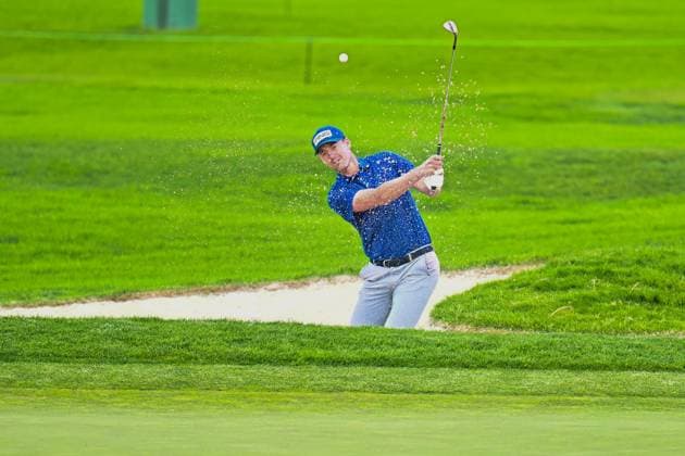 January 24, 2024: Victor Perez hits a bunker shot the 18th hole during the first round of the Farmers Insurance Open at Torrey Pines North in San Diego, California. CSM San Diego USA - ZUMAc04_ 20240124_zma_c04_065 Copyright: xJustinxFinex