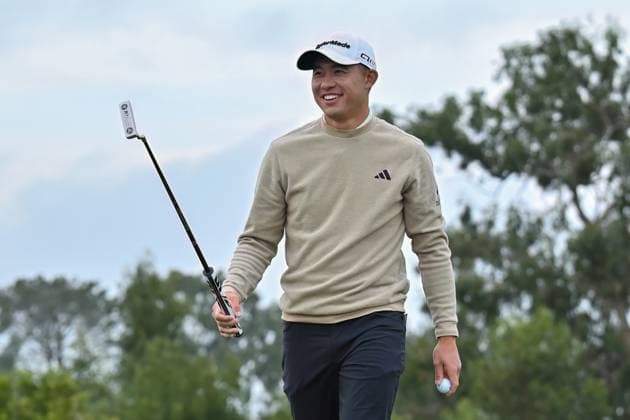 January 24, 2024: Collin Morikawa on the 13th hole during the first round of the Farmers Insurance Open at Torrey Pines South North in San Diego, California. CSM San Diego USA - ZUMAc04_ 20240124_zma_c04_070 Copyright: xJustinxFinex