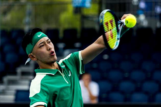 MELBOURNE, VIC - JANUARY 25: Tokito Oda of Japan in action during the semifinals of the 2024 Australian Open on January 25 2024, at Melbourne Park in Melbourne, Australia. (Photo by Jason Heidrich Icon Sportswire) TENNIS: JAN 25 Australian Open EDITORIAL USE ONLY Icon240125069