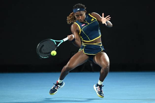 TENNIS AUSTRALIAN OPEN, Coco Gauff of the USA in action during her Women?s Singles semifinal against Aryna Sabalenka of Belarus on Day 12 of the 2024 Australian Open at Melbourne Park in Melbourne, Thursday, January 25, 2024. ( NO ARCHIVING, EDITORIAL USE ONLY, NO USE IN BOOKS WITHOUT CONSENT MELBOURNE VICTORIA AUSTRALIA  Copyright: xJOELxCARRETTx 20240125001893367325