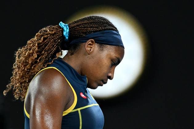 TENNIS AUSTRALIAN OPEN, Coco Gauff of the USA during her Women?s Singles semifinal against Aryna Sabalenka of Belarus on Day 12 of the 2024 Australian Open at Melbourne Park in Melbourne, Thursday, January 25, 2024. ( NO ARCHIVING, EDITORIAL USE ONLY, NO USE IN BOOKS WITHOUT CONSENT MELBOURNE VICTORIA AUSTRALIA  Copyright: xJOELxCARRETTx 20240125001893379147